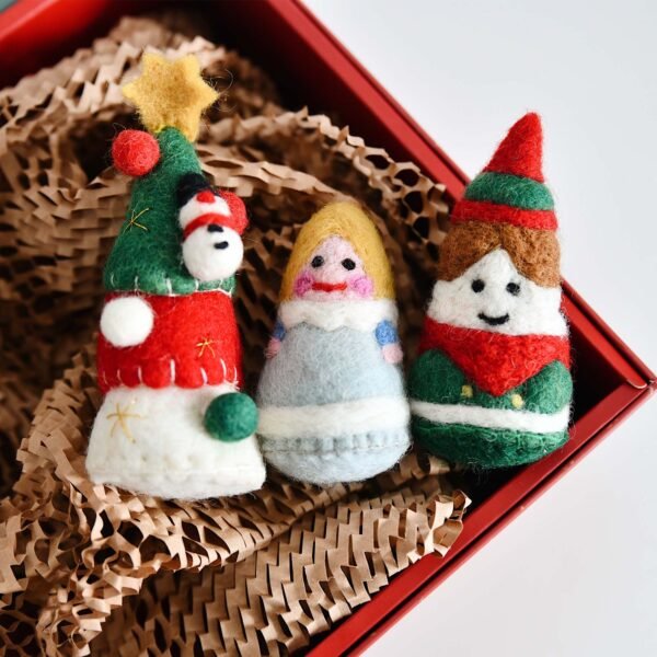 Christmas Handmade Felt Wool Decoration Set – Boy, Girl, Snowman & Tree Ornaments for Holiday Decor