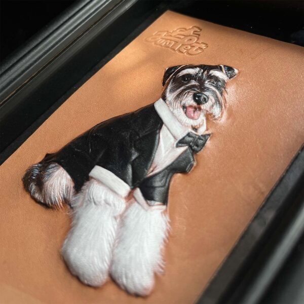 3D Custom Pet Portrait Engraved Leather Memorial for Dog or Cat | Personalized Handmade Gift | Birthday Christmas Keepsake - Image 3