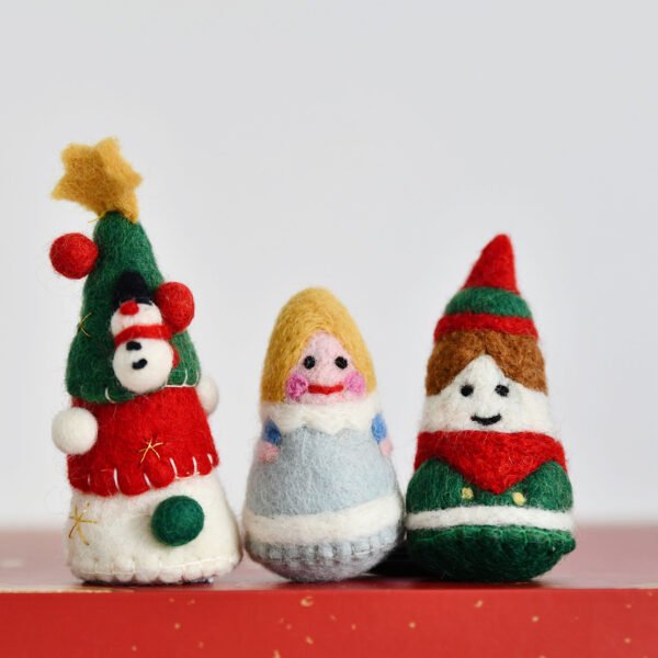 Christmas Handmade Felt Wool Decoration Set – Boy, Girl, Snowman & Tree Ornaments for Holiday Decor - Image 6