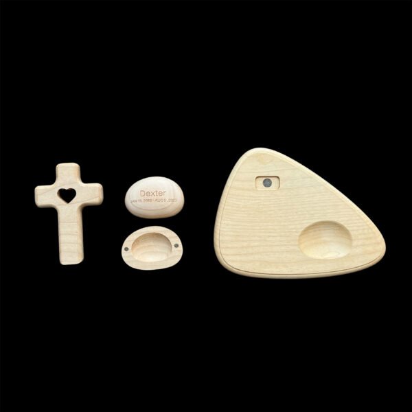 Customised Pet Memorial Box | Personalised Pet Urn | Wooden Cross Pet Keepsake | Pet Hair and Ashes Holder - Image 3