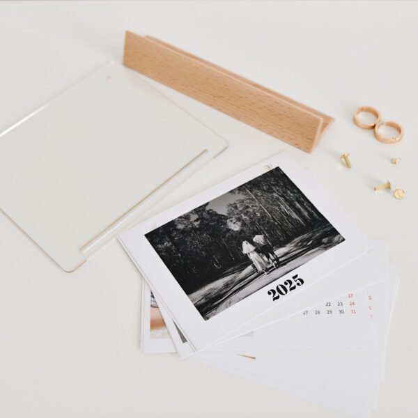 Custom Photo 2025 Calendar with Wooden Stand | Personalized Desk Calendar - Image 4
