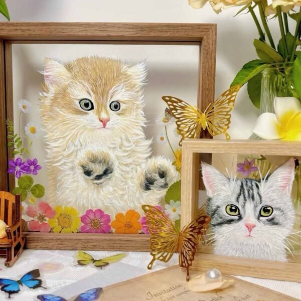 Custom Pet Portrait Glass Painting - Handmade Personalized Pet Art, 3D Pet Portrait for Home Decor, Christmas Gift for Pet Lovers