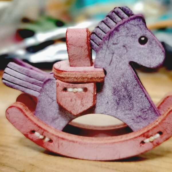 Handmade Leather Rocking Horse Ornament – Unique Holiday Tree Decor & Perfect Christmas Gift - Image 2