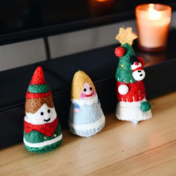 Christmas Handmade Felt Wool Decoration Set – Boy, Girl, Snowman & Tree Ornaments for Holiday Decor - Image 2