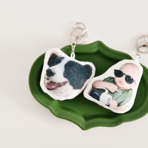 Custom Picture Stuffed Keychain | Personalized Photo Keychain | Unique Custom Keyring Gift for Christmas & Anniversaries