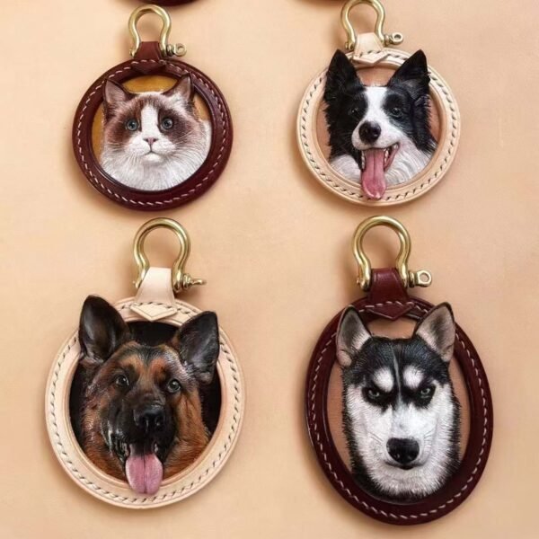 Custom Pet Portrait Keychain - Personalised Leather 3D Engraved Gift for Pet Lovers | Unique Christmas Present - Image 3