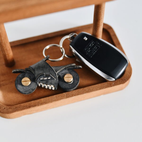Handmade Leather Motorcycle Charm - Unique Keychain Gift for Motorcycle Lovers - Image 3
