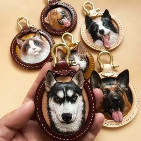 Custom Pet Portrait Keychain - Personalised Leather 3D Engraved Gift for Pet Lovers | Unique Christmas Present - Image 4