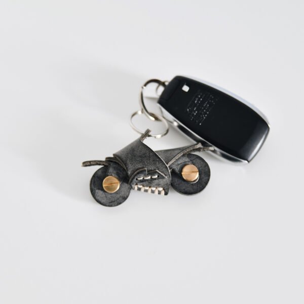 Handmade Leather Motorcycle Charm - Unique Keychain Gift for Motorcycle Lovers - Image 2