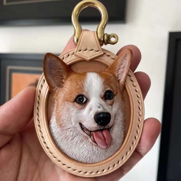 Custom Pet Portrait Keychain - Personalised Leather 3D Engraved Gift for Pet Lovers | Unique Christmas Present - Image 2