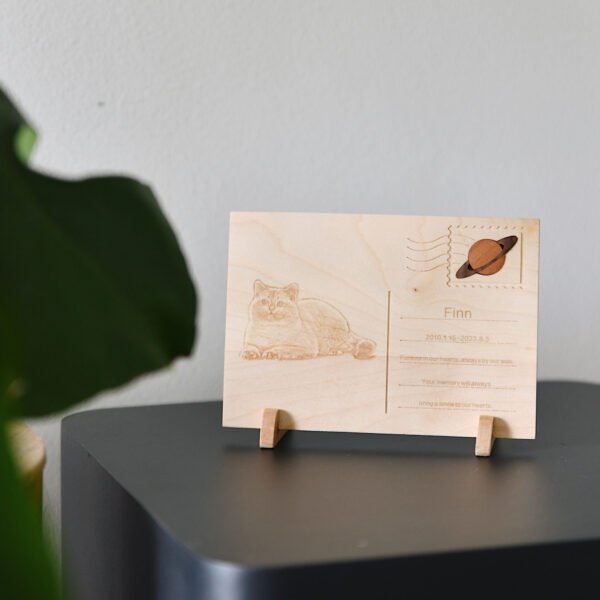 Personalized Pet Memorial Wooden Postcard | Custom Pet Loss Gift, Engraved Pet Portrait Plaque, Sympathy Keepsake - Image 6