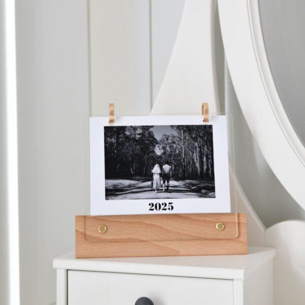 Custom Photo 2025 Calendar with Wooden Stand | Personalized Desk Calendar - Image 5